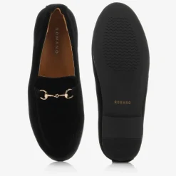 Romano Boys Black Velvet Loafers Hot
