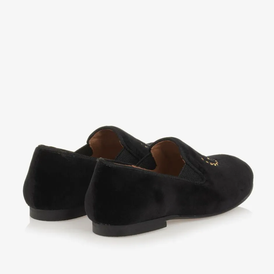 Beatrice amp; George Boys Black Velvet Monogram Loafers Outlet