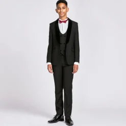 Romano Boys Black Velvet Trim Suit Best