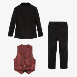 Romano Boys Black Velvet Trim Suit Best