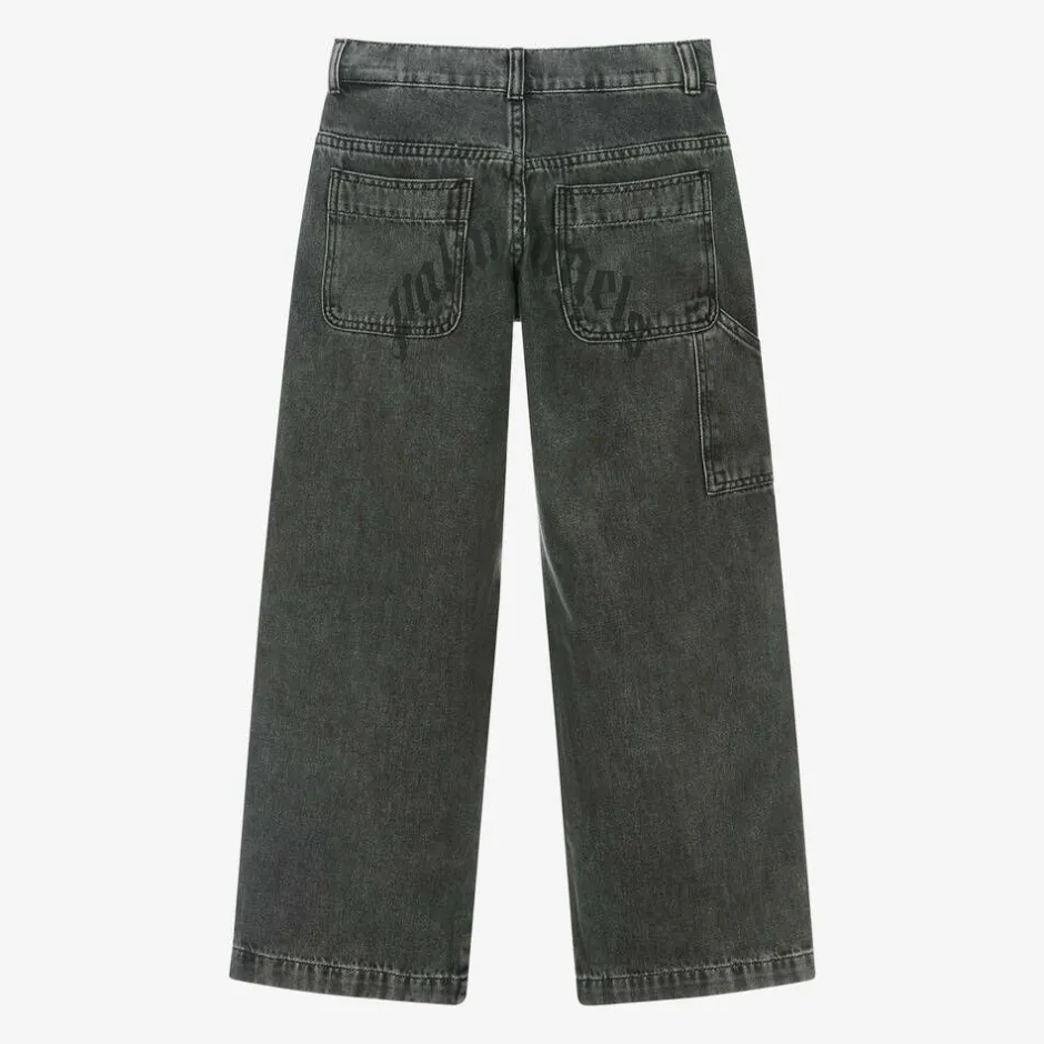Palm Angels Boys Black Washed Denim Jeans Hot