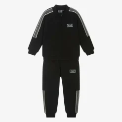 EA7 Emporio Armani Boys Black Zip-Up Tracksuit New