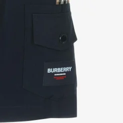 Burberry Boys Blue & Beige Check Cargo Shorts Hot