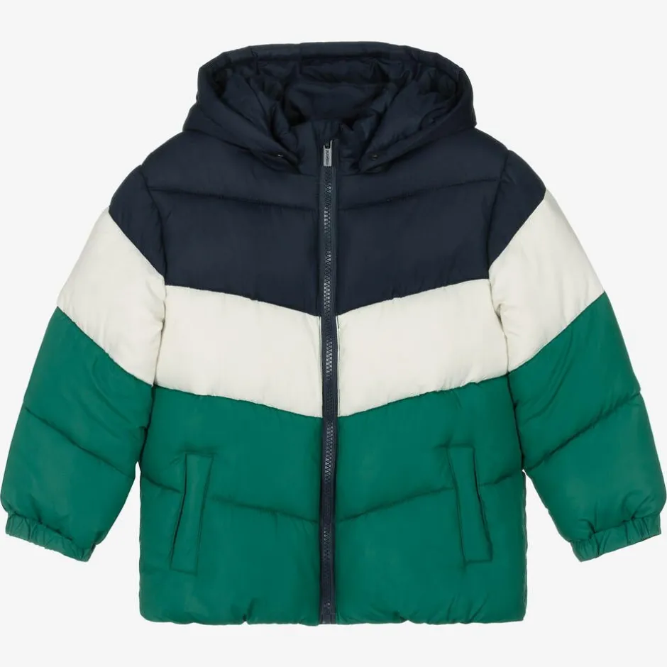 Mayoral Boys Blue & Green Colourblock Puffer Coat New