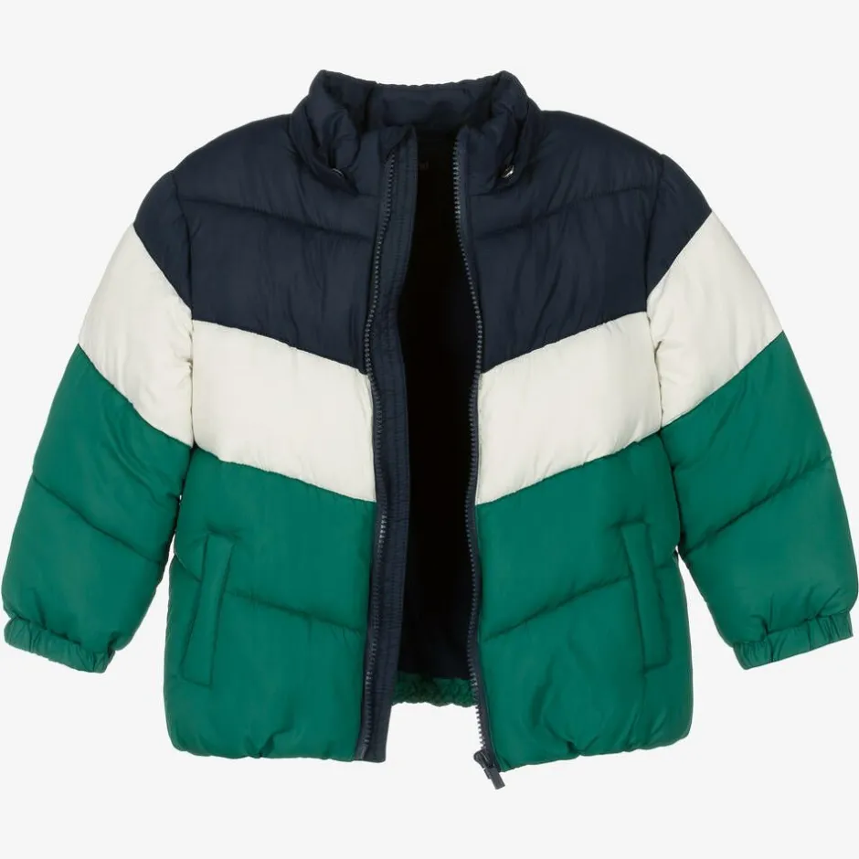 Mayoral Boys Blue & Green Colourblock Puffer Coat New