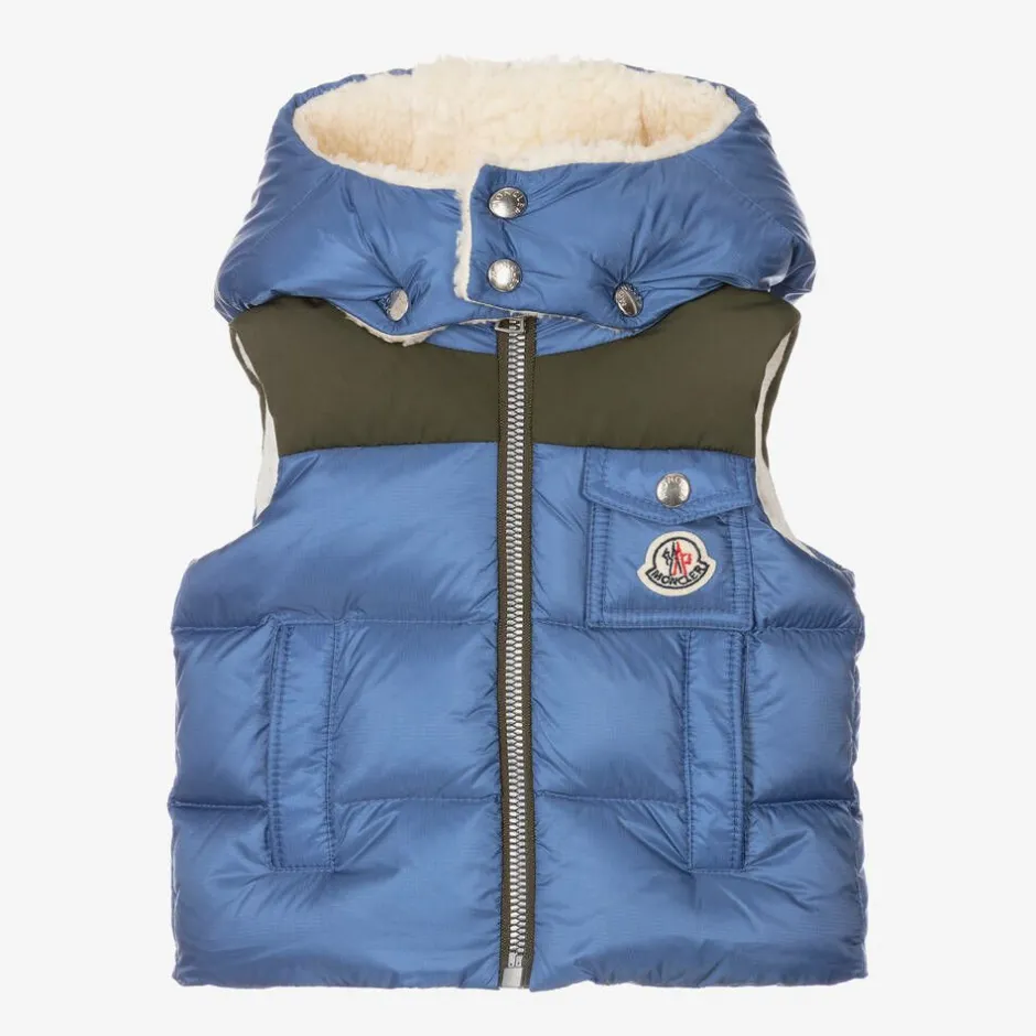 Moncler Enfant Boys Blue & Green Down-Padded Oust Gilet Discount