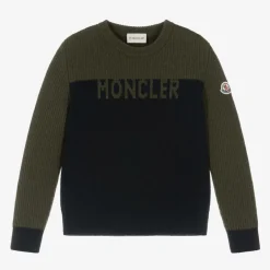 Moncler Enfant Boys Blue & Green Wool Knit Sweater