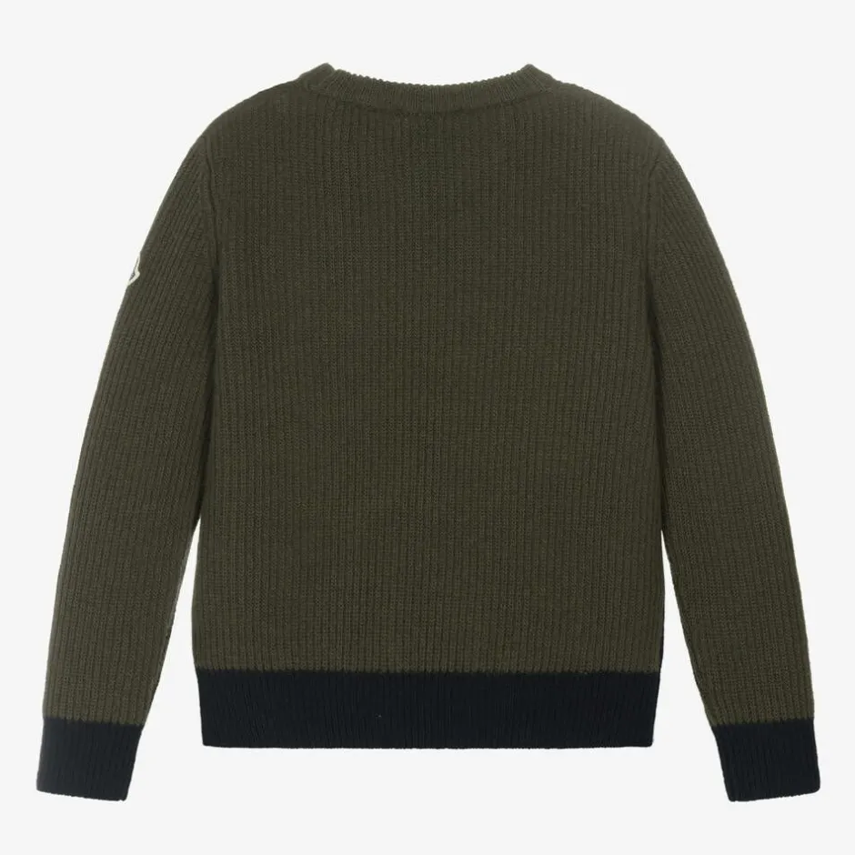 Moncler Enfant Boys Blue & Green Wool Knit Sweater