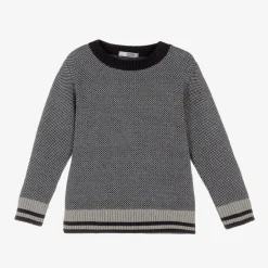 Dr. Kid Boys Blue & Grey Cotton Knit Jumper Clearance