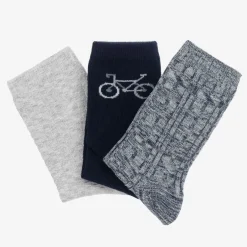 Mayoral Boys Blue & Grey Cotton Socks (3 Pack) Clearance