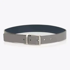 Emporio Armani Boys Blue & Grey Reversible Leather Belt Outlet