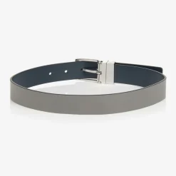 Emporio Armani Boys Blue & Grey Reversible Leather Belt Outlet