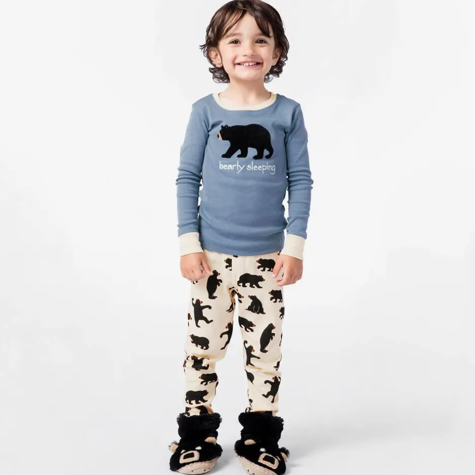 Little Blue House by Hatley Boys Blue & Ivory Cotton Bear Pyjamas Sale