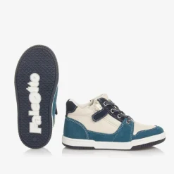 Falcotto by Naturino Boys Blue & Ivory Leather Trainers Hot