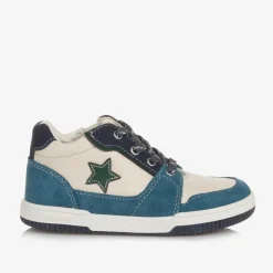 Falcotto by Naturino Boys Blue & Ivory Leather Trainers Hot