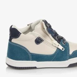 Falcotto by Naturino Boys Blue & Ivory Leather Trainers Hot
