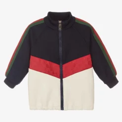 Gucci Boys Blue & Ivory Zip-Up Top