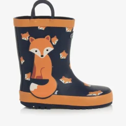 Chipmunks Boys Blue & Orange Fox Rain Boots Clearance