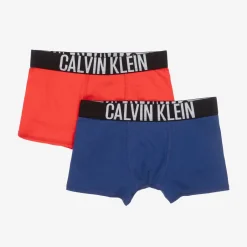 Calvin Klein Boys Blue & Red Cotton Boxers (2 Pack) Hot