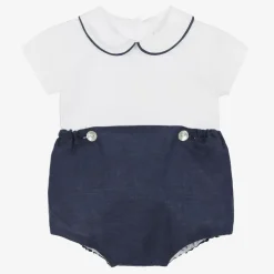 Ancar Boys Blue & White Cotton Buster Suit Best