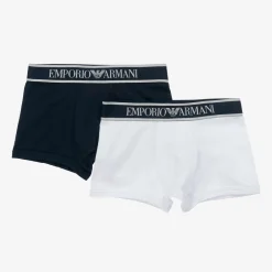 Emporio Armani Boys Blue & White Cotton Boxers (2 Pack) Best