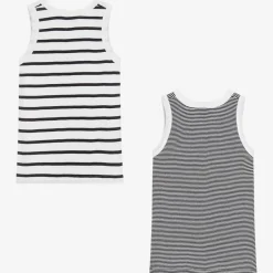Petit Bateau Boys Blue & White Cotton Vests (2 Pack) Best