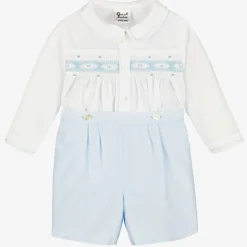 Sarah Louise Boys Blue & White Hand-Smocked Buster Suit Outlet