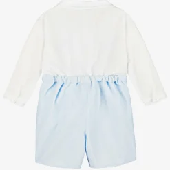 Sarah Louise Boys Blue & White Hand-Smocked Buster Suit Outlet