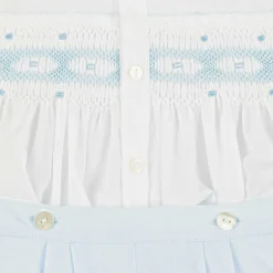 Sarah Louise Boys Blue & White Hand-Smocked Buster Suit Outlet