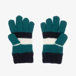 Boboli Boys Blue & White Striped Knitted Gloves Hot