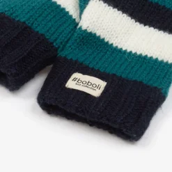 Boboli Boys Blue & White Striped Knitted Gloves Hot