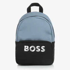 BOSS Boys Blue & Black Canvas Backpack (33cm) New