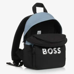 BOSS Boys Blue & Black Canvas Backpack (33cm) New