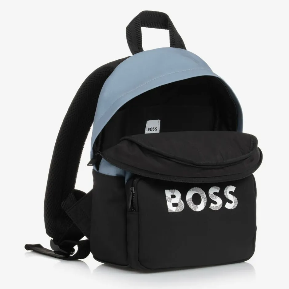 BOSS Boys Blue & Black Canvas Backpack (33cm) New