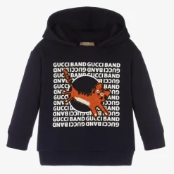 Gucci Boys Blue Cat Logo Hoodie New