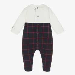 Emile et Rose Boys Blue Check Babygrow Clearance