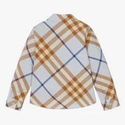 Burberry Boys Blue Check Cotton Shirt SlateBlue Outlet