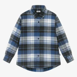 Il Gufo Boys Blue Checked Cotton Shirt Outlet