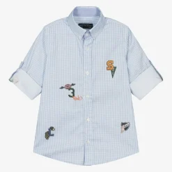 Lapin House Boys Blue Checked Cotton Shirt Sale