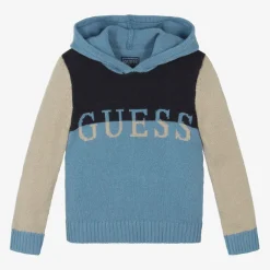 Guess Boys Blue Colourblock Hooded Sweater Clearance