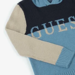 Guess Boys Blue Colourblock Hooded Sweater Clearance