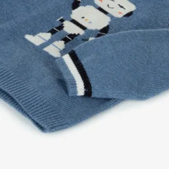 Mayoral Boys Blue Cotton & Wool Knit Robot Sweater