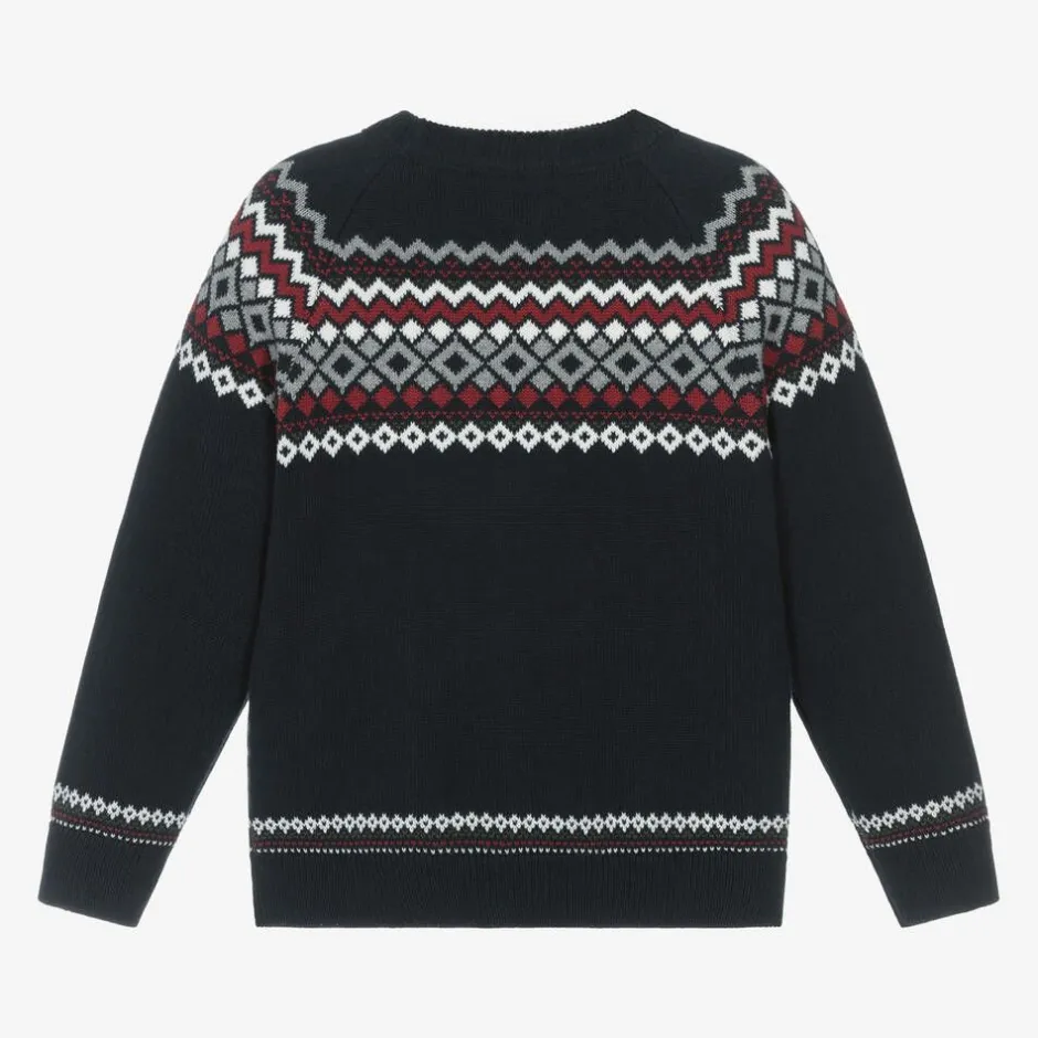 Dr. Kid Boys Blue Cotton & Wool Knit Sweater New