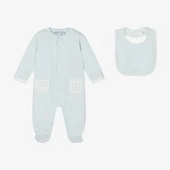 Emporio Armani Boys Blue Cotton Babysuit Set Clearance