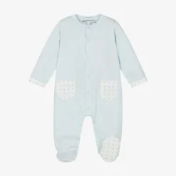 Emporio Armani Boys Blue Cotton Babysuit Set Clearance