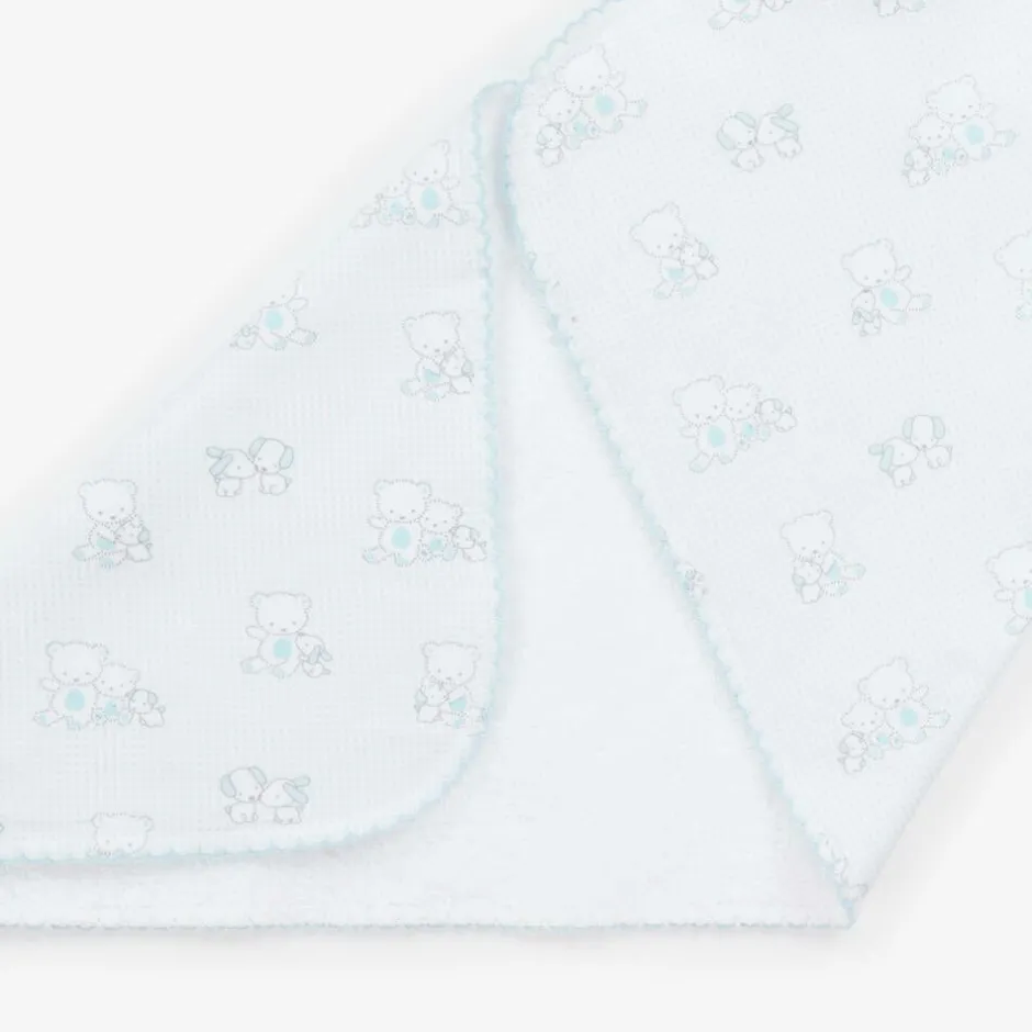 Kissy Kissy Boys Blue Cotton Beary Besties Burp Cloth (49cm) Hot