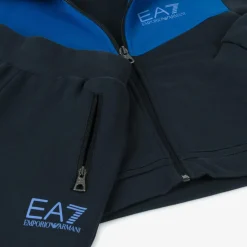 EA7 Emporio Armani Boys Blue Cotton Colourblock Tracksuit Clearance