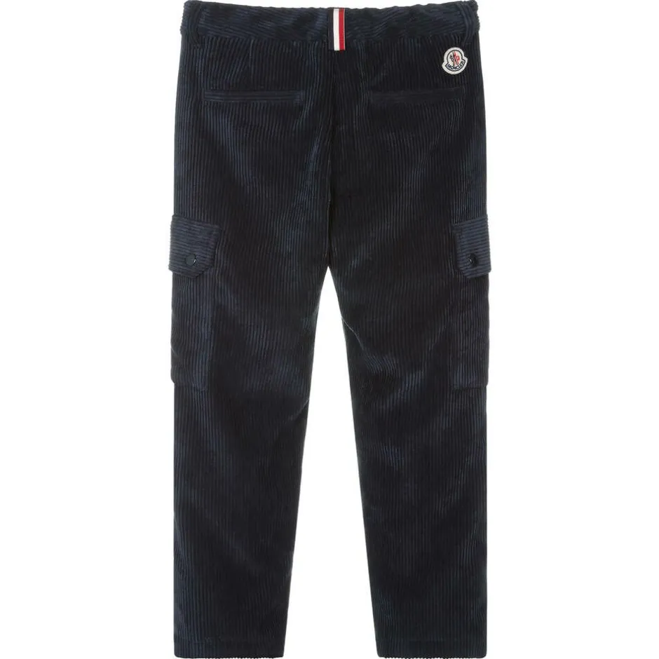 Moncler Enfant Boys Blue Cotton Corduroy Trousers New