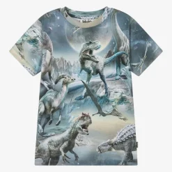 Molo Boys Blue Cotton Dinosaur Print T-Shirt Best