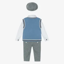 Beau KiD Boys Blue Cotton Dogtooth Trouser Set Online